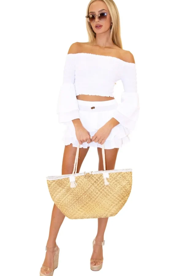 Lana' Shirred Bell Sleeve Top