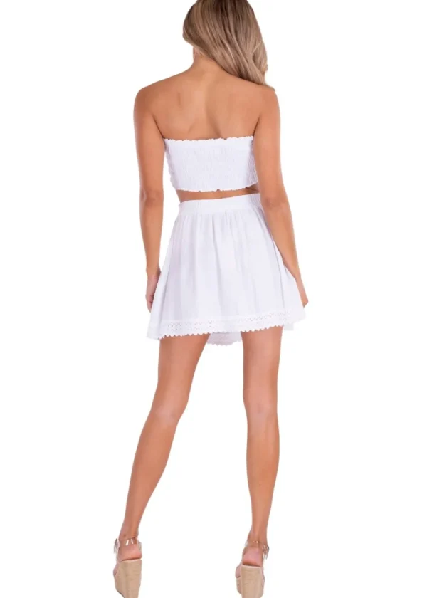 Leslie' Shirred Tie Front Top White