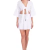 Liv' Tie-Front Flare Sleeve Top White