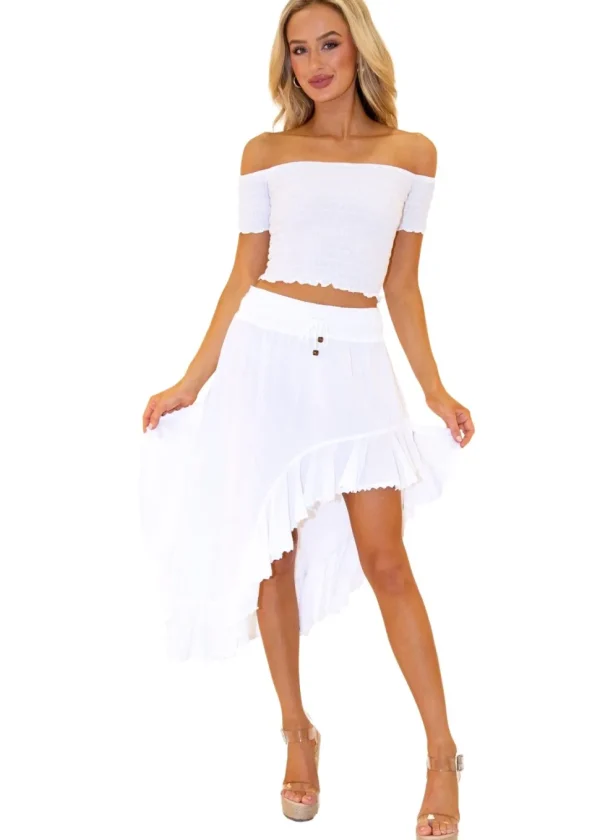 Lola' Off-Shoulder Crop Top White