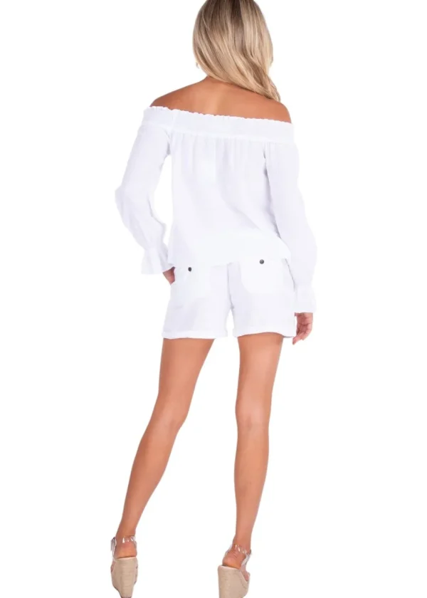 Lydia' Front Pockets Shorts White