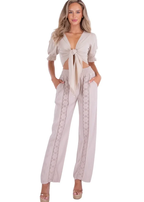 Magnolia' Crochet Front Detail Pants