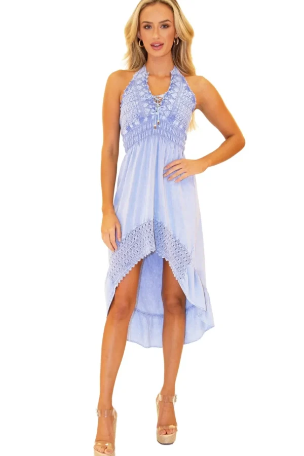 Marie' High Low Midi Dress Blue