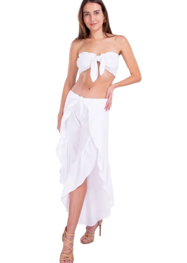 Melissa' Ruffle Slit Pants White