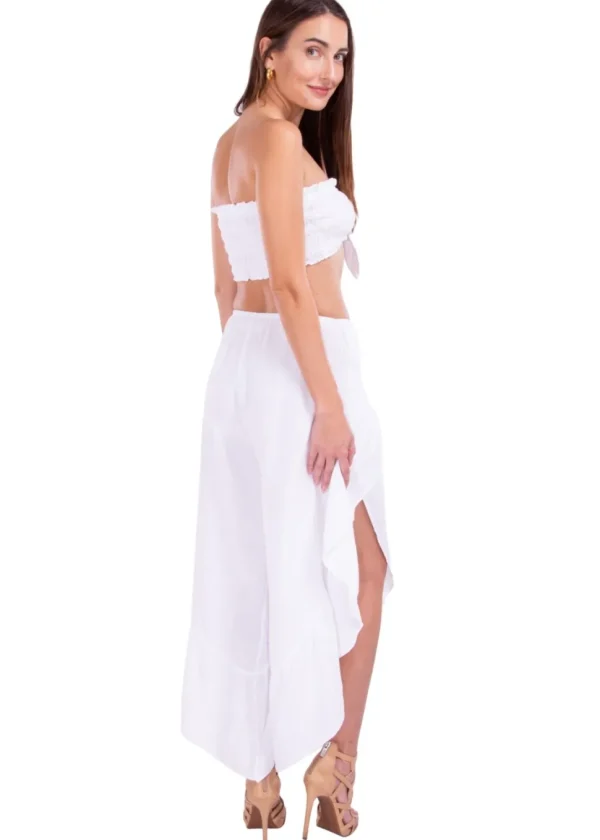 Melissa' Ruffle Slit Pants White
