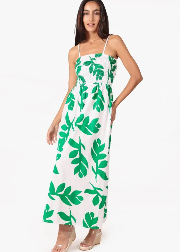 Milani' Print Green Cotton Maxi Dress