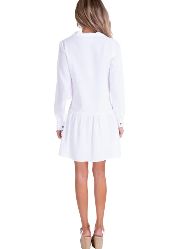 Mimi' Drop Waist Shirt Dress White