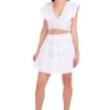 Monica' Crochet Panels Skirt White