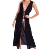 Natalie' Open Front Cover-Up Black