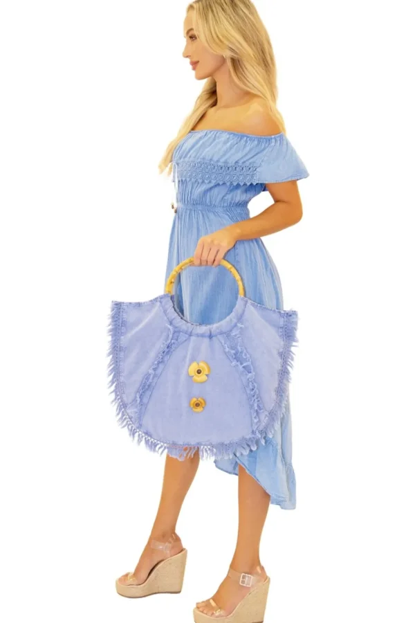 Octavia' Cotton Bag Blue