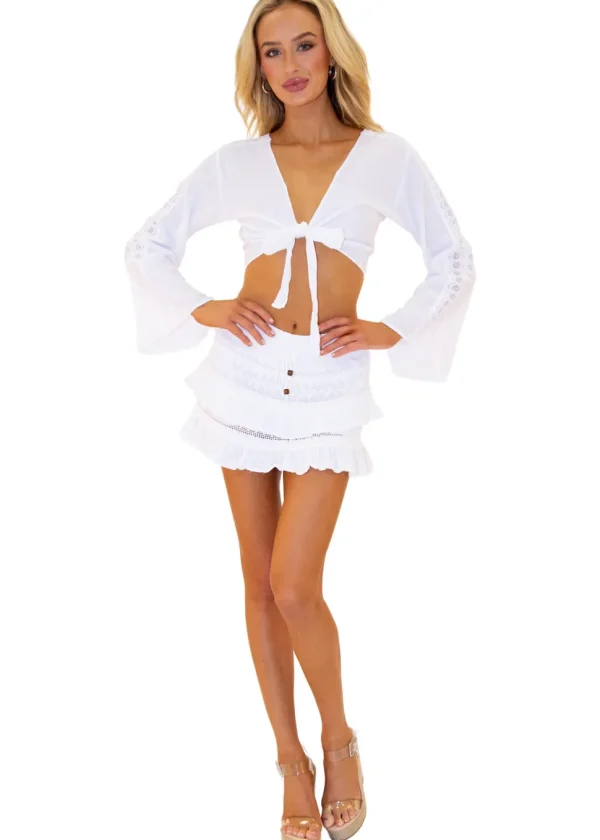 Penelope' Tie Front Top White