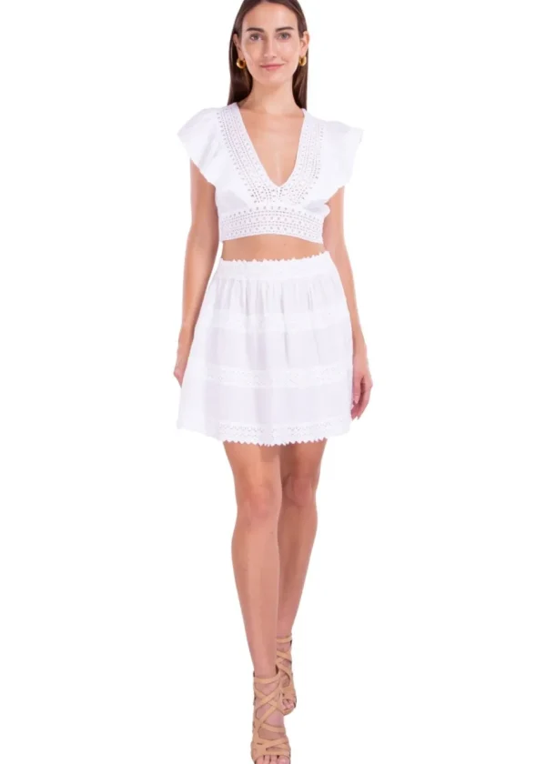 Rachel' Crochet Hem Ruffle Top