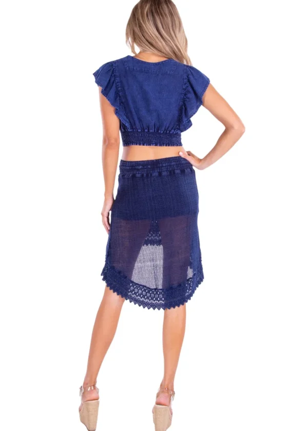 Rachel' Crochet Hem Ruffle Top