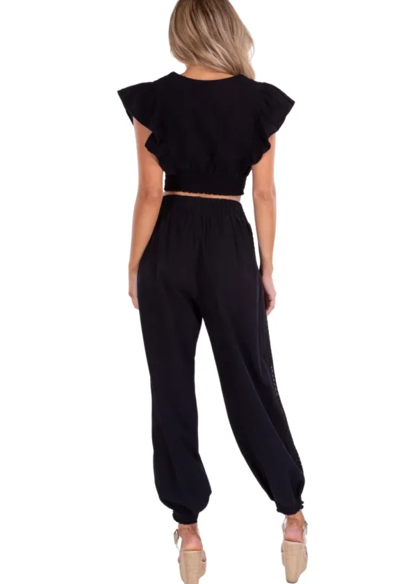 Rachel' Crochet Hem Ruffle Top