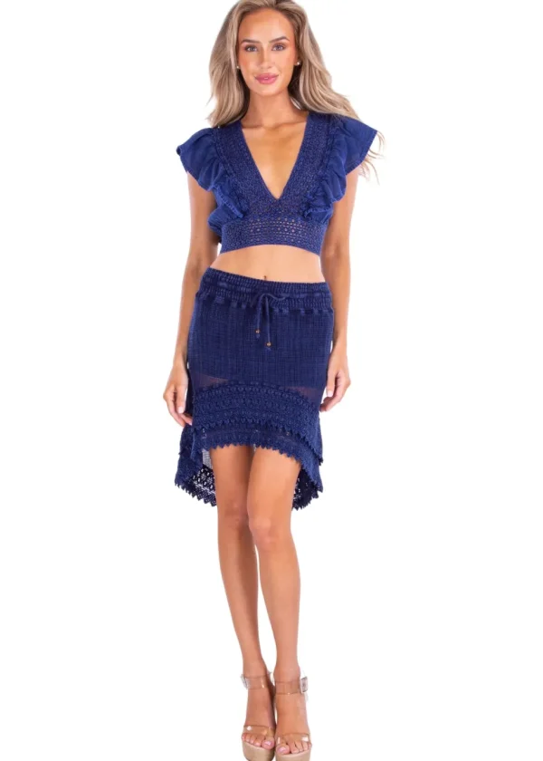 Rachel' Crochet Hem Ruffle Top