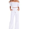 Valeria' Paperbag Waist Wide Leg Pants White